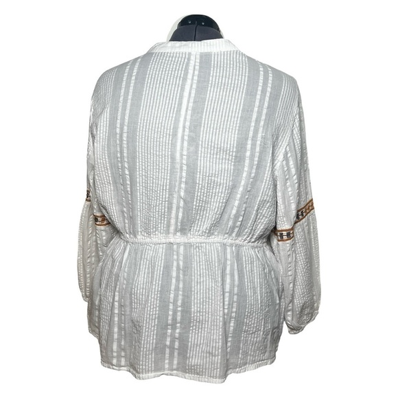 Lane Bryant White Long Sleeve Embroidered Boho Blouse Top (Size 24W) - Picture 3 of 6